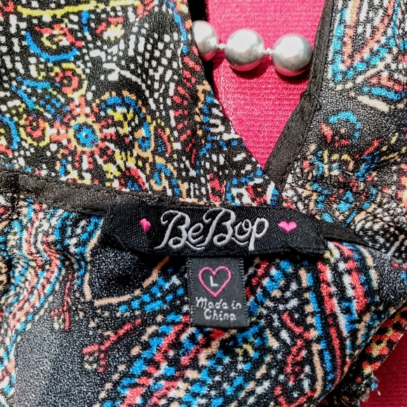 BeBop Black Paisley Boho Large Sleeveless Mini Dress - Picture 11 of 12